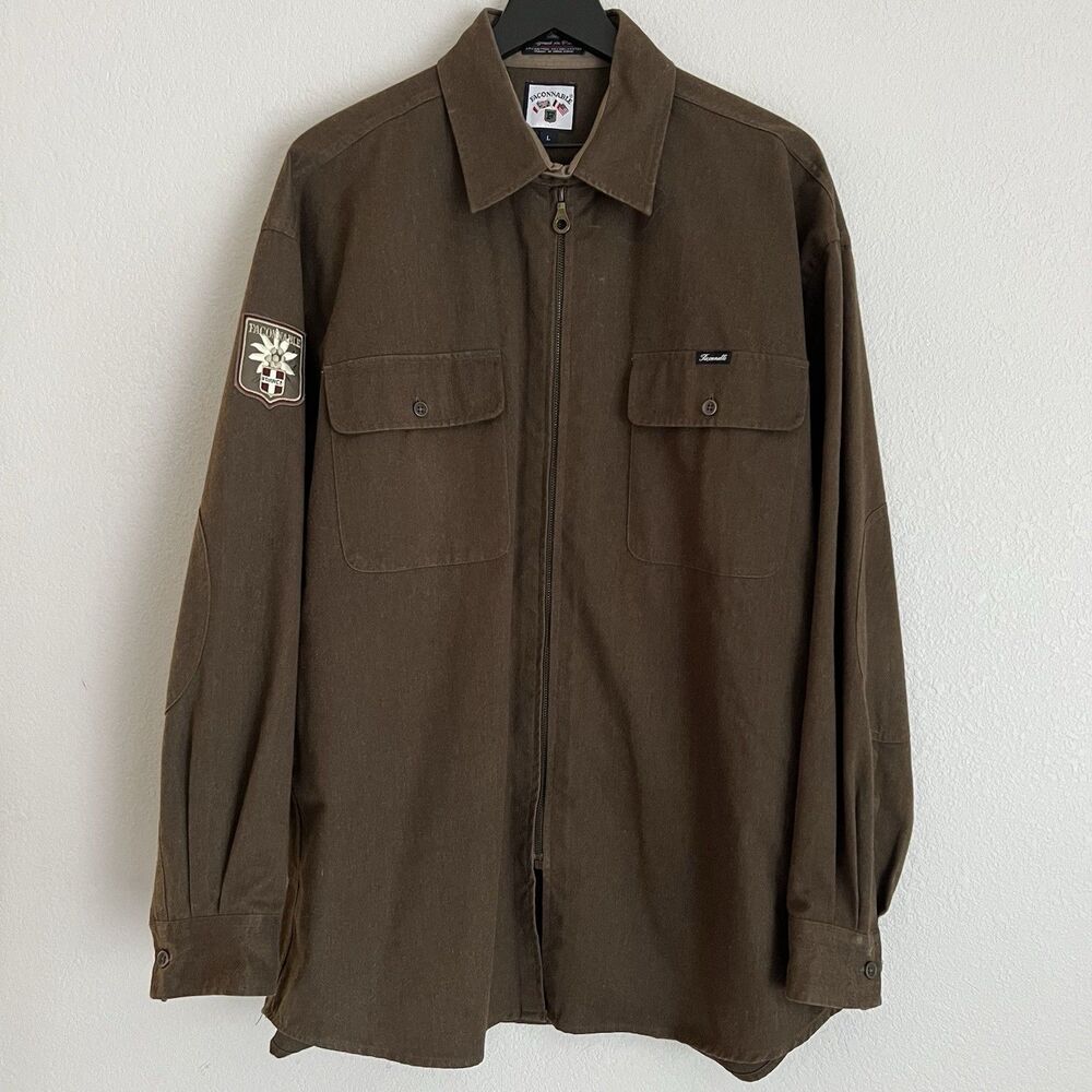 Faconnable dark brown cotton military style shacket Size L - Picture 1 of 7
